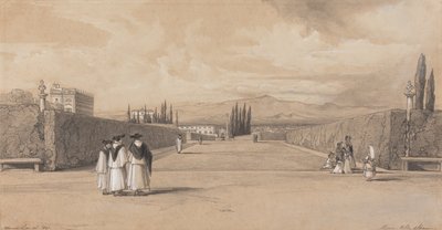 The Gardens of the Villa Albani by Edward Lear